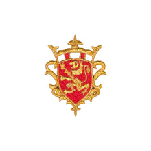 Load image into Gallery viewer, Golden Lion Inlay Crest Crown Medallion Design Embroidery Patch in Multi Colors
