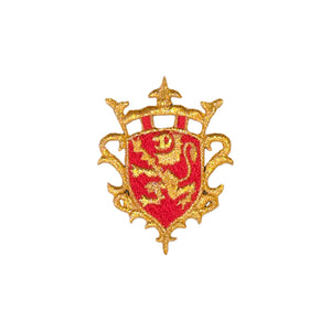 Golden Lion Inlay Crest Crown Medallion Design Embroidery Patch in Multi Colors