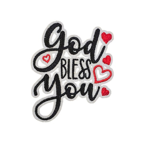 God Bless You Wording Embroidery Patch