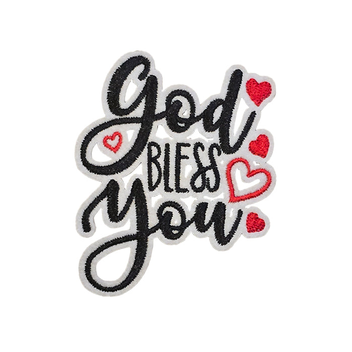 God Bless You Wording Embroidery Patch