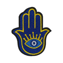 Load image into Gallery viewer, Hamsa Evil Eye Moss Wall Protect Your Space Hand Embroidery Patch
