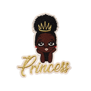 Cute Black Girl Princess Embroidery Patch