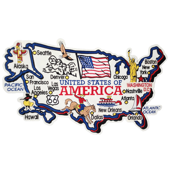 United States Of America Map Jumbo Size Embroidery Patch