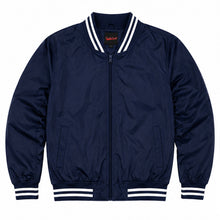 Load image into Gallery viewer, Premium Blank Varsity Bomber Jacket – Lightweight Polyester Baseball Navy Blue Jacket for Men &amp; Women
