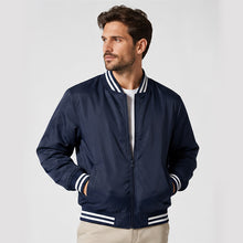 Load image into Gallery viewer, Premium Blank Varsity Bomber Jacket – Lightweight Polyester Baseball Navy Blue Jacket for Men &amp; Women
