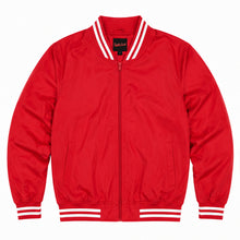 Load image into Gallery viewer, Premium Blank Varsity Bomber Jacket – Lightweight Polyester Baseball Red Jacket for Men &amp; Women
