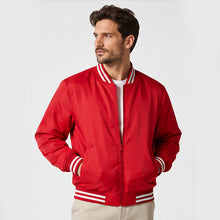 Load image into Gallery viewer, Premium Blank Varsity Bomber Jacket – Lightweight Polyester Baseball Red Jacket for Men &amp; Women
