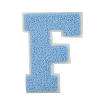Load image into Gallery viewer, Letter Varsity Alphabets A to Z Baby Blue Chenille &amp; White Felt 2.5 Inch

