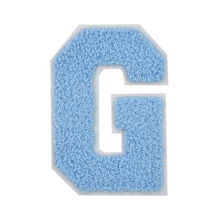 Load image into Gallery viewer, Letter Varsity Alphabets A to Z Baby Blue Chenille &amp; White Felt 2.5 Inch
