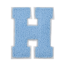Load image into Gallery viewer, Letter Varsity Alphabets A to Z Baby Blue Chenille &amp; White Felt 2.5 Inch
