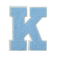 Load image into Gallery viewer, Letter Varsity Alphabets A to Z Baby Blue Chenille &amp; White Felt 2.5 Inch
