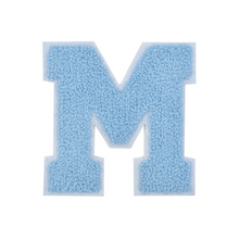 Load image into Gallery viewer, Letter Varsity Alphabets A to Z Baby Blue Chenille &amp; White Felt 2.5 Inch
