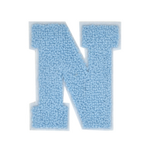 Load image into Gallery viewer, Letter Varsity Alphabets A to Z Baby Blue Chenille &amp; White Felt 2.5 Inch
