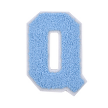 Load image into Gallery viewer, Letter Varsity Alphabets A to Z Baby Blue Chenille &amp; White Felt 2.5 Inch
