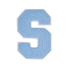 Load image into Gallery viewer, Letter Varsity Alphabets A to Z Baby Blue Chenille &amp; White Felt 2.5 Inch
