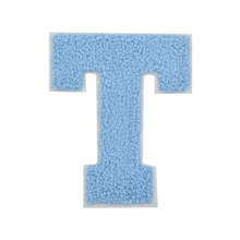 Load image into Gallery viewer, Letter Varsity Alphabets A to Z Baby Blue Chenille &amp; White Felt 2.5 Inch
