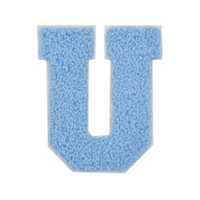 Load image into Gallery viewer, Letter Varsity Alphabets A to Z Baby Blue Chenille &amp; White Felt 2.5 Inch
