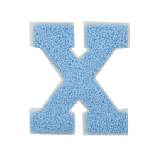 Load image into Gallery viewer, Letter Varsity Alphabets A to Z Baby Blue Chenille &amp; White Felt 2.5 Inch
