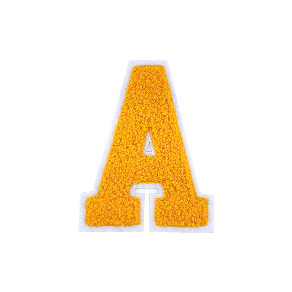 Letter Varsity Alphabets A to Z Yellow Chenille & White Felt 2.5 Inch