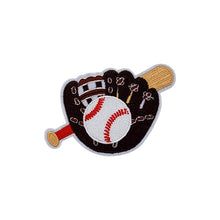 Load image into Gallery viewer, Baseball Glove, Baseball, and Bat Design Chenille Embroidery Patch
