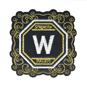 Golden Thread 'W' Design Embroidery Patch