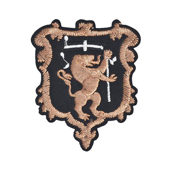 Rose Gold Thread Royal Lion Design Embroidery Patch