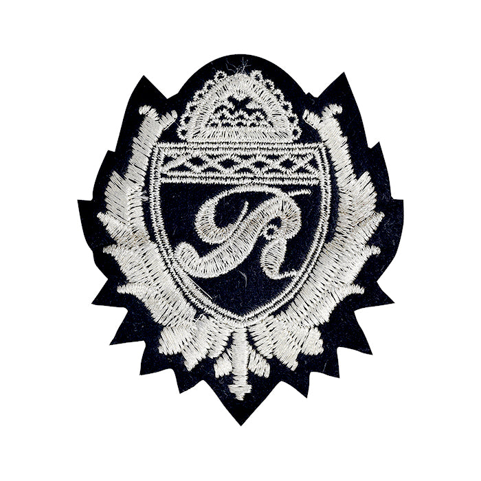 Silver Thread Royal 'R' Design Embroidery Patch