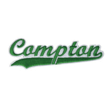 Load image into Gallery viewer, Varsity City Name Compton in Multicolor Embroidery Patch
