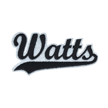 Load image into Gallery viewer, Varsity City Name Watts in Multicolor Embroidery Patch
