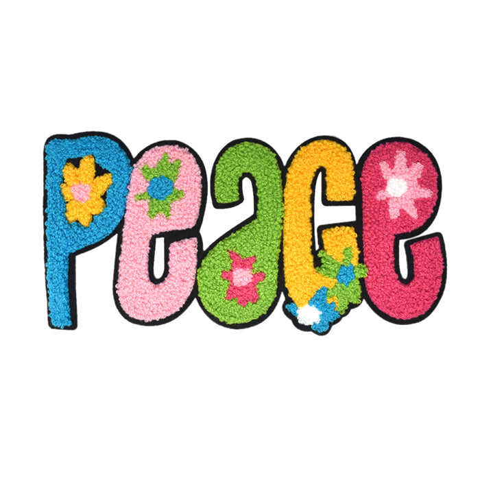 Wording Peace With Flower Design Chenille Patch