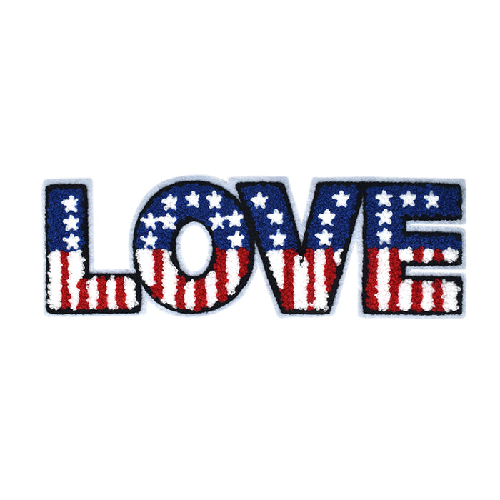 Wording 'LOVE' Star Spangled Banner Chenille Patch