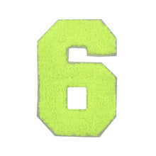 Load image into Gallery viewer, Varsity Number 0 to 9 Size 2.5, 4, 6, and 8 Inches Neon Lime
