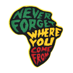 Africa Map 'Never Forget Where You Com From' Chenille Patch