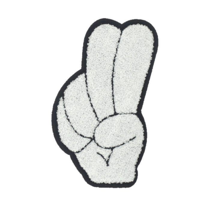 V Sign Hand Gesture Chenille Patch