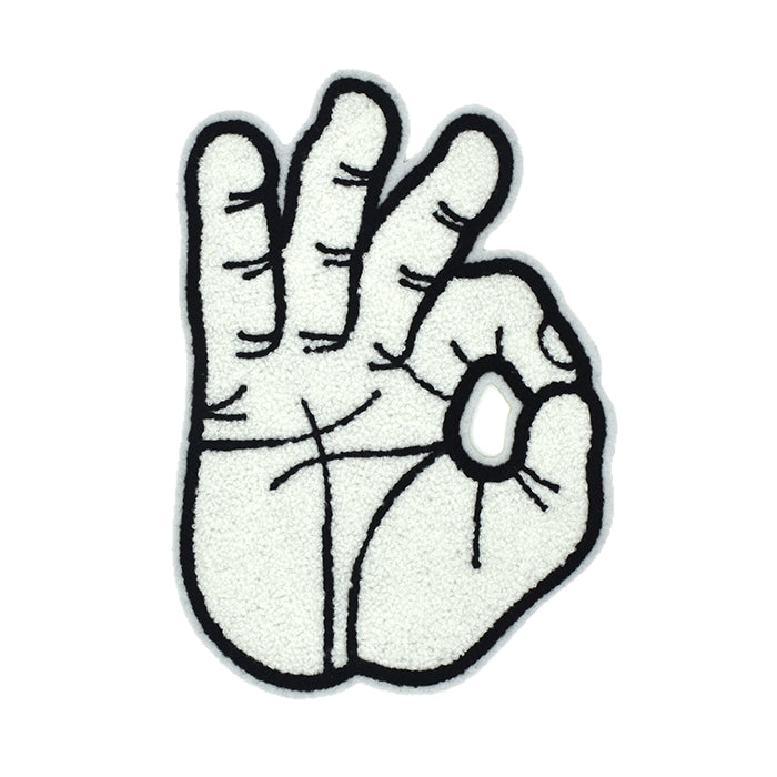 OK Sign Hand Gesture Chenille Patch
