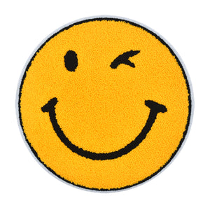 Smile Wink Emoji Face Chenille Patch