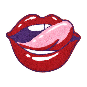 Fuzzy Hot Lips Chenille Patch