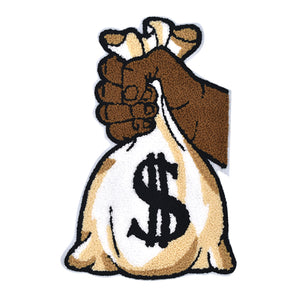 Holding Money $ Bag Hand Chenille Patch