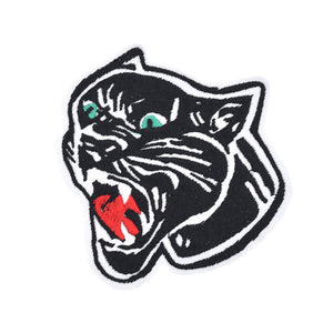 Black Cougar Face Embroidery Patch