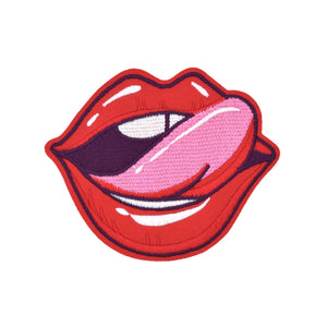Open Mouth with Tongue Embroidery Patch
