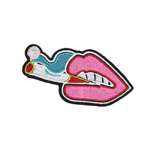 Smoking Pink Mouth Embroidery Patch
