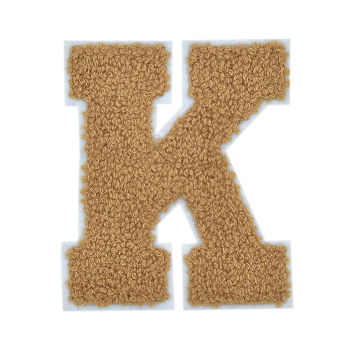 Letter Varsity Alphabets A to Z Light Brown Brandy Chenille