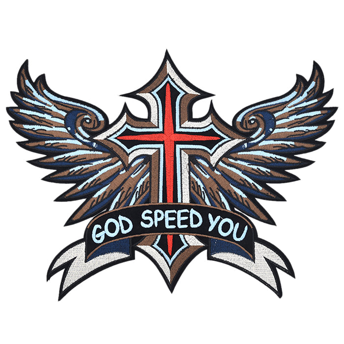Cross 'GOD SPEED YOU' Embroidery Patch
