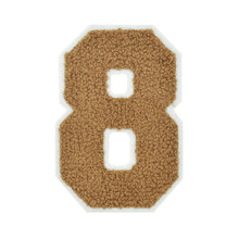 Load image into Gallery viewer, Varsity Number 0 to 9 Size 2.5, 4, 6, and 8 Inches Light Brown
