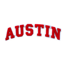 Load image into Gallery viewer, Varsity City Name Austin in Multicolor Chenille Patch
