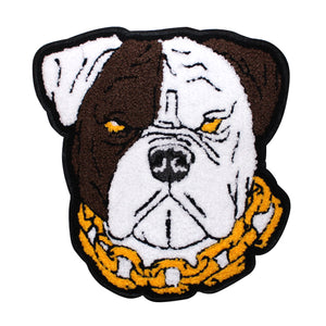 Bulldog with Gold Chain Chenille Patch