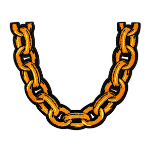 Big Chunky Golden Chain Rapper Necklace Chenille Patch