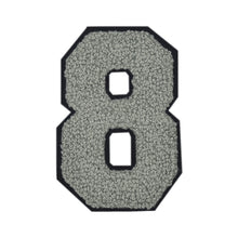 Load image into Gallery viewer, Varsity Number 0 to 9 Size 2.5, 4, 6, and 8 Inches Grey Black
