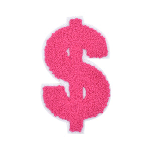 Dollar Sign $ from 2.5 inch to 8 Inch in Multicolor Chenille Patch