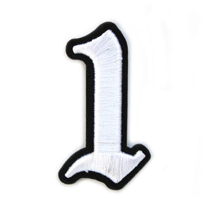 3D Old English Roman Font Number 0 to 9 Size 2, 3 inches White Embroidery Patch
